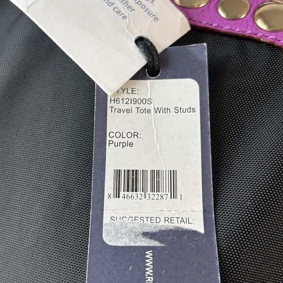 Rebecca Minkoff Womens Bag Purple Black Nylon Travel Tote with Studs New - Picture 7 of 13